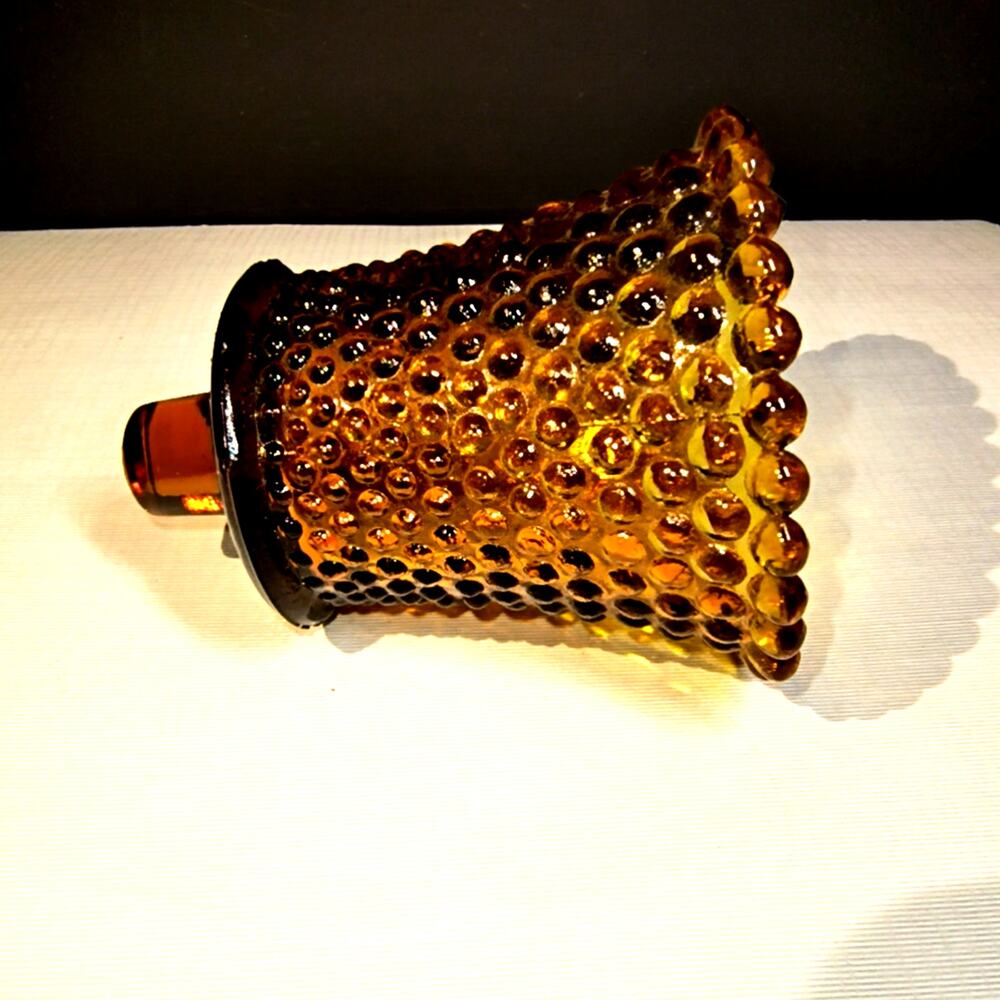 1484.  Amber Hobnail Peg Candle Holder